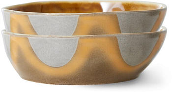 HKliving 70's Ceramics Pasta Teller 2er Set oasis 800 ml Ø 19,5 cm 19,5x19,5x5,2 cm