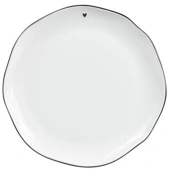 Bastion Collections 6er Set Speiseteller, Essteller KLEINES HERZ schwarz D. 27cm