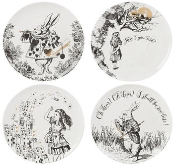 Creative Tops 4er SET Kuchenteller ALICE IN WONDERLAND D. 20,5cm Porzellan rund