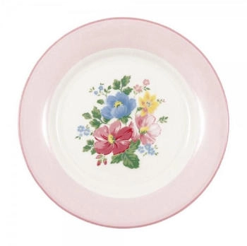 Greengate Josefina White Frühstücksteller weiß / rosa 20,5 cm