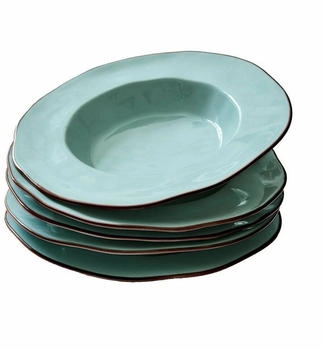 Loberon Biarr&eacute; Geschirr-Set Suppenteller t&uuml;rkis 22,5 cm 6er Set