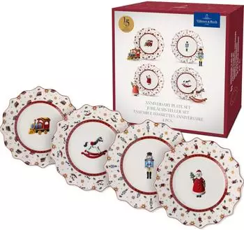 Villeroy & Boch Toy's Delight Teller 4-teilig Weiß-rot