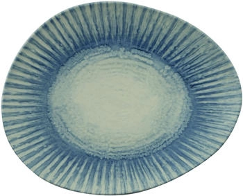 Rosenthal Arthur Krupp Stoneware Sunlight Blue Teller flach oval 31x26cm