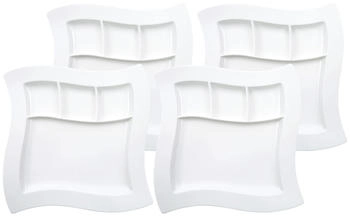 Villeroy & Boch NewWave 4er Set Grill- / Speiseteller unterteilt 27x27cm Porzell