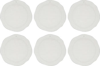 Bastion Collections 6er Set Speiseteller HEART STRIPES mit grauen Streifen 27cm