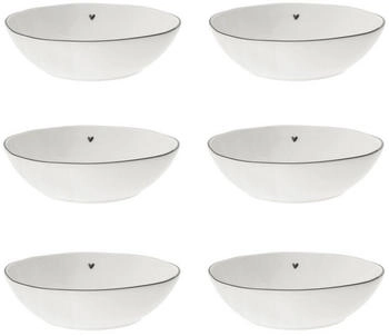 Bastion Collections 6x Suppenteller Pastateller KLEINES HERZ weiß schwarz D 21cm