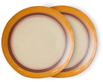 HKliving 70's Teller Ø 29 cm, coconut (2er-Set)