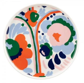Marimekko Oiva Karuselli Teller, Ø 20 cm, weiß / hellblau / orange