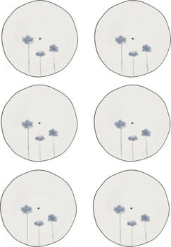 Bastion Collections 6er Set Kuchenteller IRIS BLUE POPPY mit Blumen D. 19cm