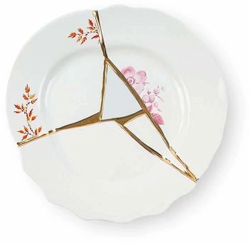 Seletti Kintsugi fruit plate in porcelain and 24 carat gold, model 1