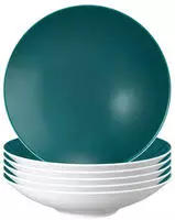 PASTA- / SUPPENTELLER Life Fashion Trendy Petrol &oslash; 23,3 cm 6er Set