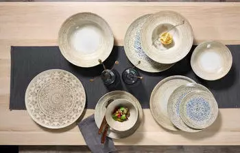 Ritzenhoff & Breker Servierteller 32cm 6er Set Rimini Mosaik sand