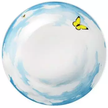 Taitù Prati Italiani Teller tief 20,5 cm, Schmetterling gelb
