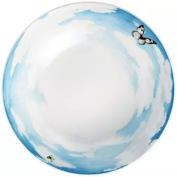 Taitù Prati Italiani Teller tief 20,5 cm, Schmetterling weiß