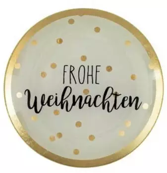 Gift Company Dekorativer Glasteller Love Plates Weihnachten 13cm wei&szlig;