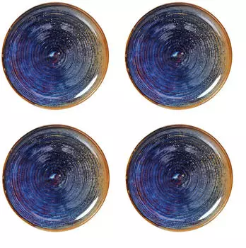 HKliving Chef Ceramics Teller, Ø 20 cm, rustic blue (4er-Set)