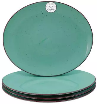CreaTable Vintage Nature Steakteller 4-tlg., &Oslash;30,5cm, gr&uuml;n, Porzellan (24752)