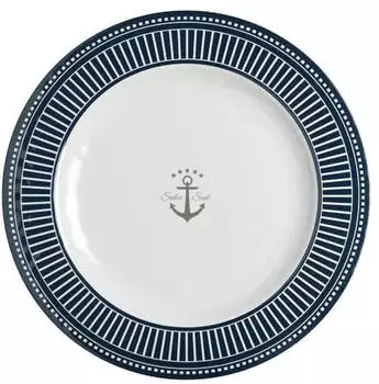 Marine Business Sailor Soul Speiseteller Melamin Weiß/Blau Ø28cm, 6er-Set (Sailor Soul)