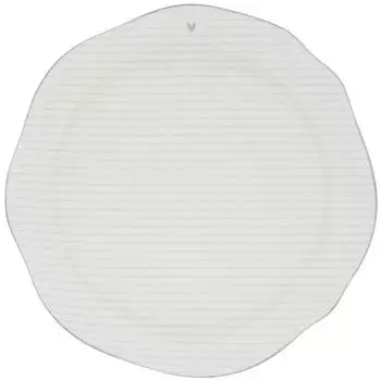 Bastion Collections Heart Stripes Speiseteller Keramik, grau/weiß, Ø27cm (LI/DINNER 002 GR)
