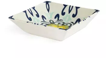 Excelsa Amalfi 6er-Set Suppenteller aus Keramik, 17x17cm, Mediterran Blau & Gelb (69598)