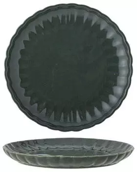 Bloomingville Latina Teller Edler Steinzeug-Teller in Gr&uuml;n mit gewelltem Rand ca. 20cm