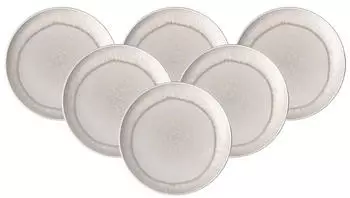 Villeroy & Boch like. by Perlemor Sand Fr&uuml;hst&uuml;cksteller 6er Set D. 23,5cm Porzel