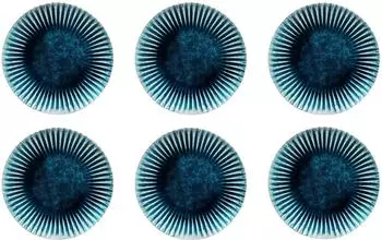 KARE Azur Rim Speiseteller 6er-Set, Steingut, blau, &Oslash;21cm