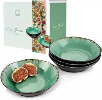 S&auml;nger Palm Beach Suppenteller-Set 4-teilig, Steingut (220890)