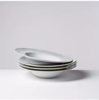 Gipfelst&uuml;ck Tiefer See Pastateller-Set, Steinzeug, grau/wei&szlig;, 4-teilig