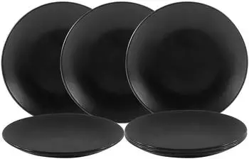 Spetebo Dessertteller 21cm, Porzellan, schwarz matt, 6er-Set