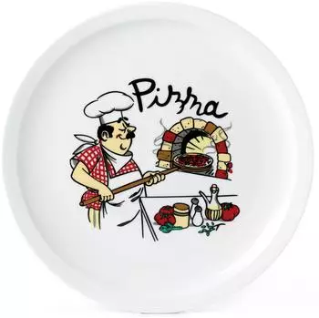 Van Well K&uuml;chenchef Pizzateller, Porzellan, bunt, &Oslash; 30,5cm, 6er Set