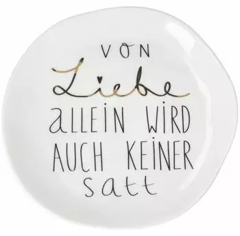 r&auml;der Mix & Match Teller klein "Von Liebe allein", Porzellan, wei&szlig;, &Oslash;14cm (18423)