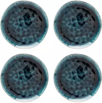 KARE Azur Speiseteller 4er-Set, blau, Steingut, Ø20,5cm