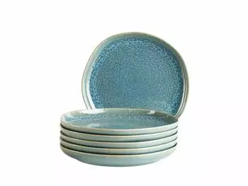 Mäser Cordelia Dessertteller-Set, Steinzeug, grün/blau, 6-teilig