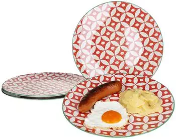 Ritzenhoff & Breker Makina Speiseteller rot, 4er Set, Porzellan, &Oslash; 27cm