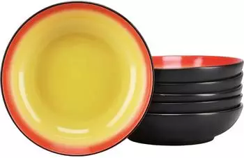 CreaTable Hot Red Suppenteller-Set 6-tlg., Steinzeug (24921)