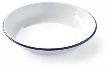 Hendi Tiefer Teller emailliert, wei&szlig; mit blauem Rand, &Oslash; 220mm (621264)