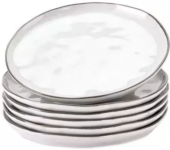 Loberon Biarr&eacute; Dessertteller 6er-Set, wei&szlig;, Steinzeug (16876-5-1)