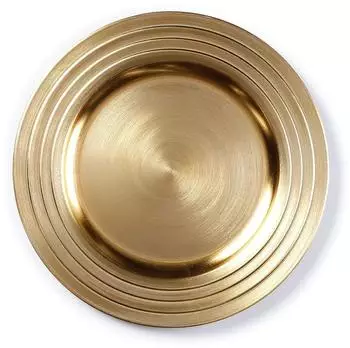 Inge-Glas Dekoteller Kunststoff mit Rillen, 33cm, gold