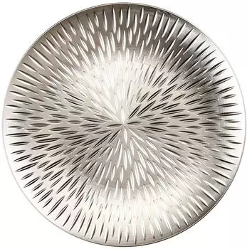 Inge-Glas Dekoteller mit Strahlen Muster, silber, 33cm (700002325)