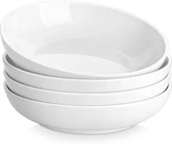 LuxusKollektion Tiefe Pastateller 4er-Set, Porzellan, cremeweiß, 1250ml