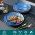 LuxusKollektion Speiseteller Steingut, handbemalt, dunkelblau, 27cm, 4er-Set