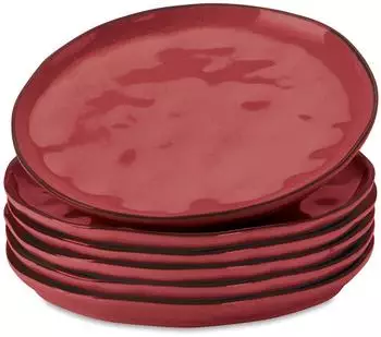 Loberon Biarr&eacute; Teller 6er-Set, rot, Steinzeug (16878-11-1)