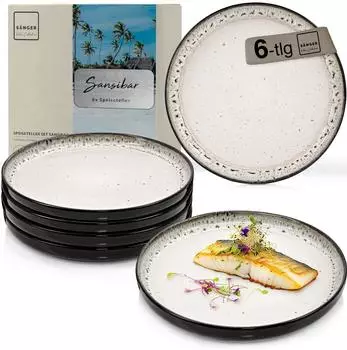 S&auml;nger Sansibar Speiseteller Set, Steingut, 6-teilig