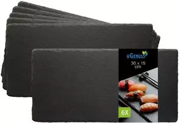 Home & Decoration Schieferplatten-Servierbretter rechteckig 30x15cm, 6er-Set (SP3015)