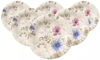 Villeroy & Boch Mariefleur Gris Basic Fr&uuml;hst&uuml;cksteller &oslash; 21,5cm, 6er Set, Porzellan (15223048-0)