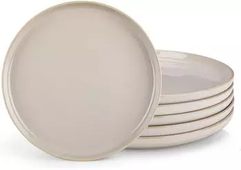 LuxusKollektion Speiseteller 6er-Set, Steingut, soft beige, 26cm