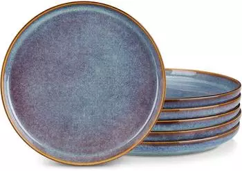 LuxusKollektion PLAYA Speiseteller 6er-Set, Steingut, lavendelblau, 26cm