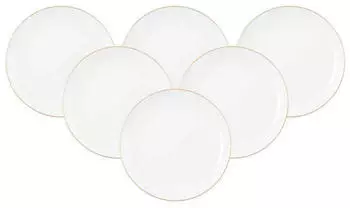 Seltmann Weiden Liberty Goldrand Fr&uuml;hst&uuml;cksteller &oslash; 22,5 cm 6er Set