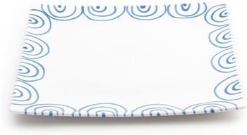 Gmundner Platzteller eckig 31 x 31 cm blaugeflammt